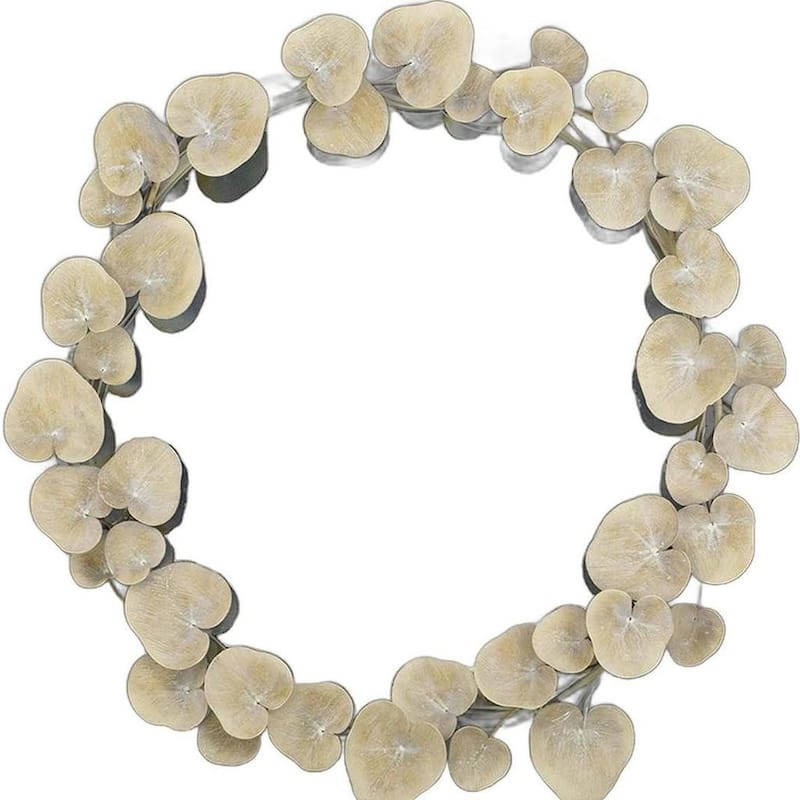 HomeRoots 29" Beige Metal Round Accent Mirror - 29.00 in. x 29.00 in. x 3.00 in.