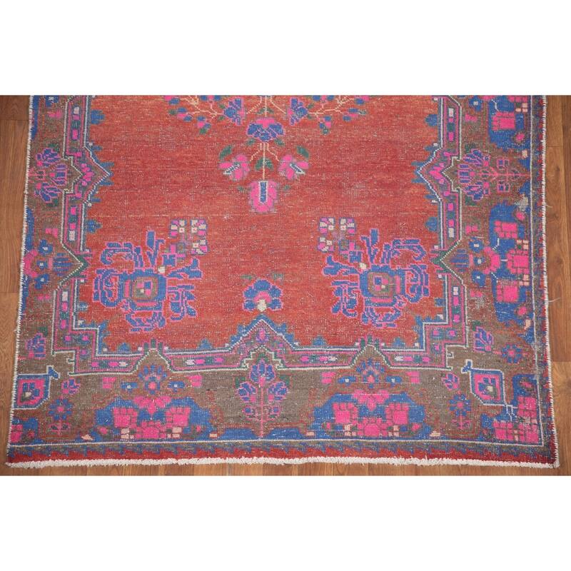 Hand Knotted Oriental 100% Wool Carpet Traditional Medallion Red Tabriz Runner Rug - 10' 4'' X 4' 4''