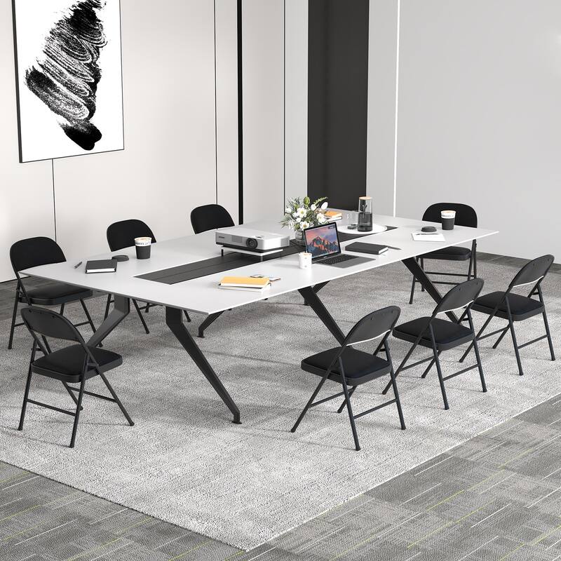 Black Metal Folding Chair 2 Pack with PVC Leather, Ergonomic Backrest and 330 lbs Capacity - 18.5" x 18" x 31"