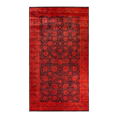 Overton Hand Knotted Wool Vintage Inspired Modern Contemporary Overdyed Black Area Rug - 9' 3" x 16' 3"