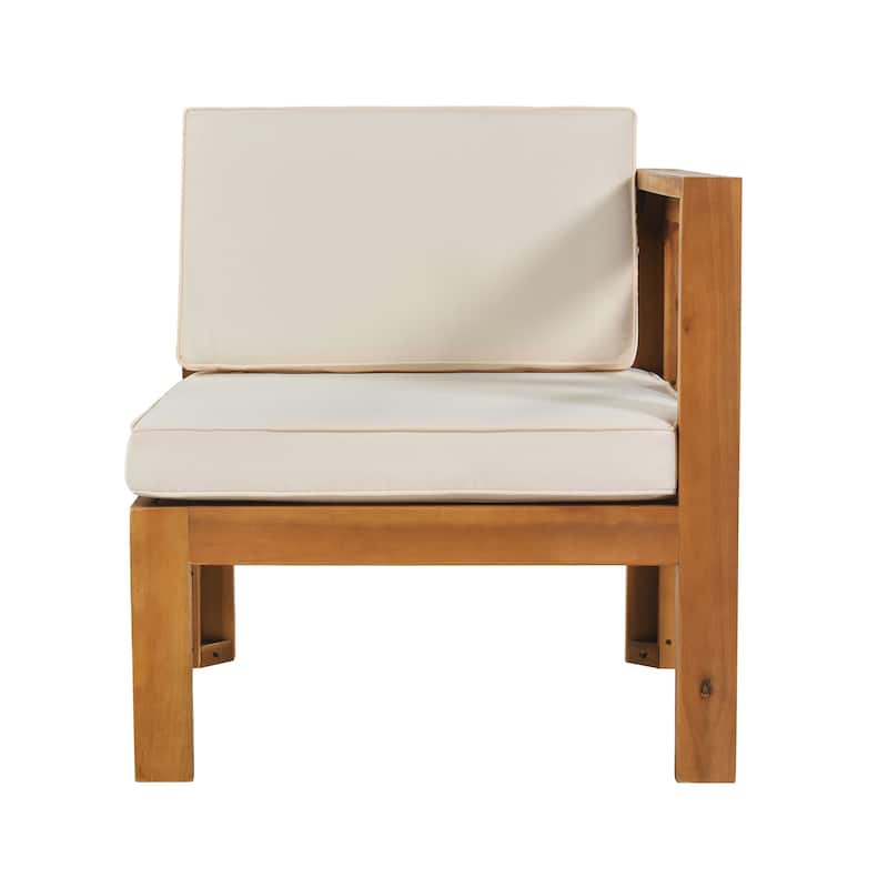 5 Piece Outdoor Patio Furniture Set, All Weather Outdoor Conversation Set, Wooden Sectional Sofa Set with Coffee Table