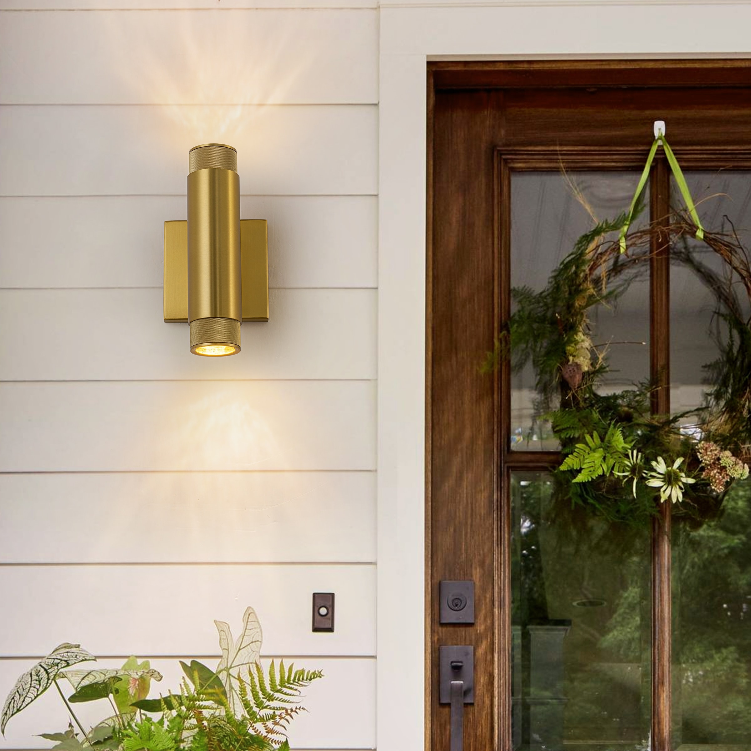 Industrial 2-Light Dimmable LED Outdoor Wall Sconce
