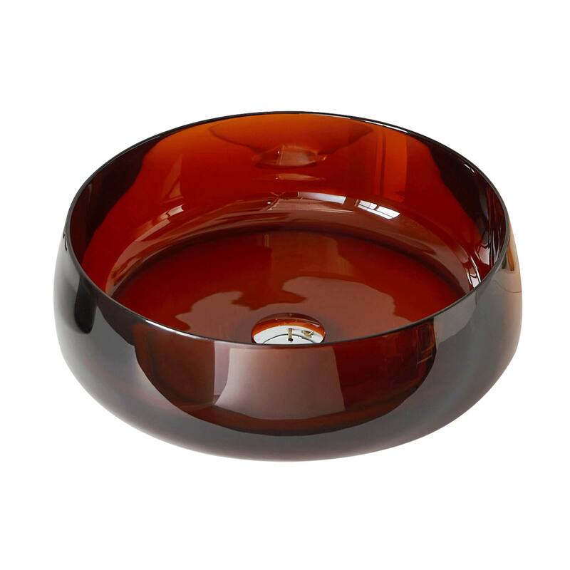 Transparent Resin Vessel Bathroom Sink Included Pop-up Drain and Drain Hose, Modern Above Counter Wash Basin with Center Drain