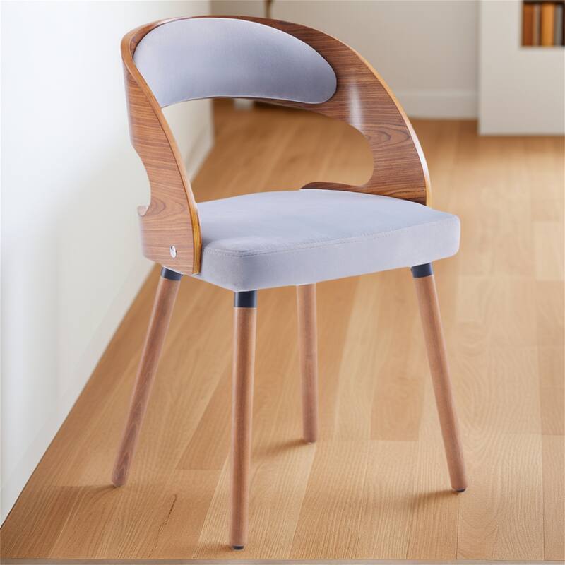 Modern Upholstered Dining Chair with Curved Backrest