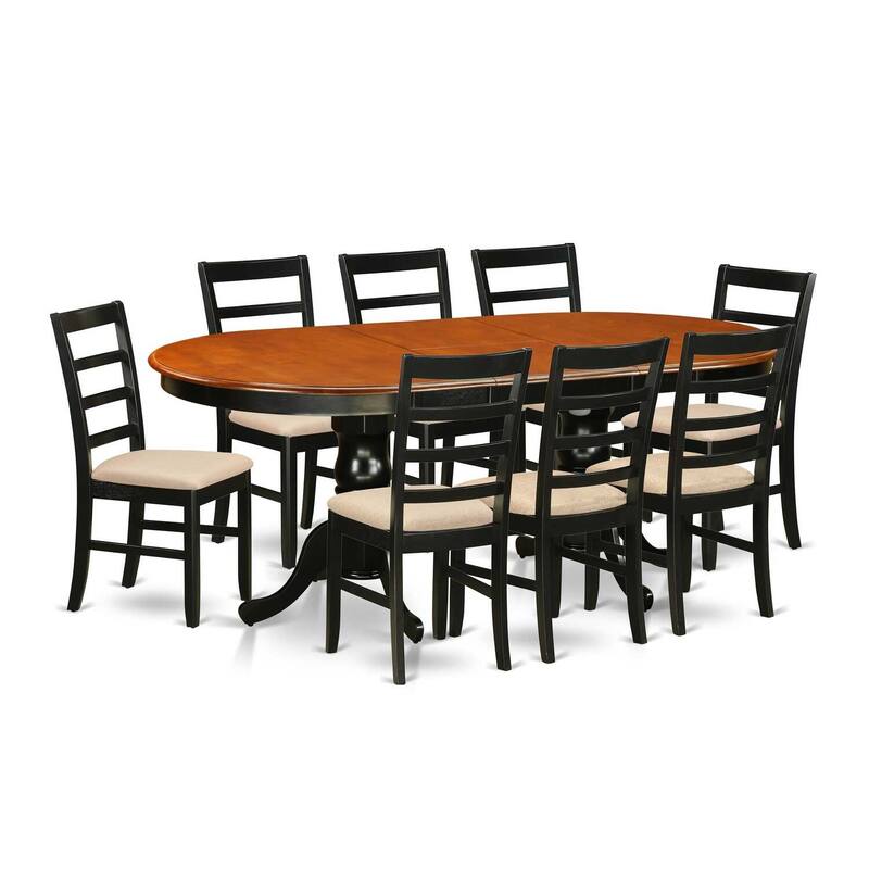Coastal Cottage Dining Set - Table & 8 Kitchen Chairs - Rubberwood Dinette Room Set