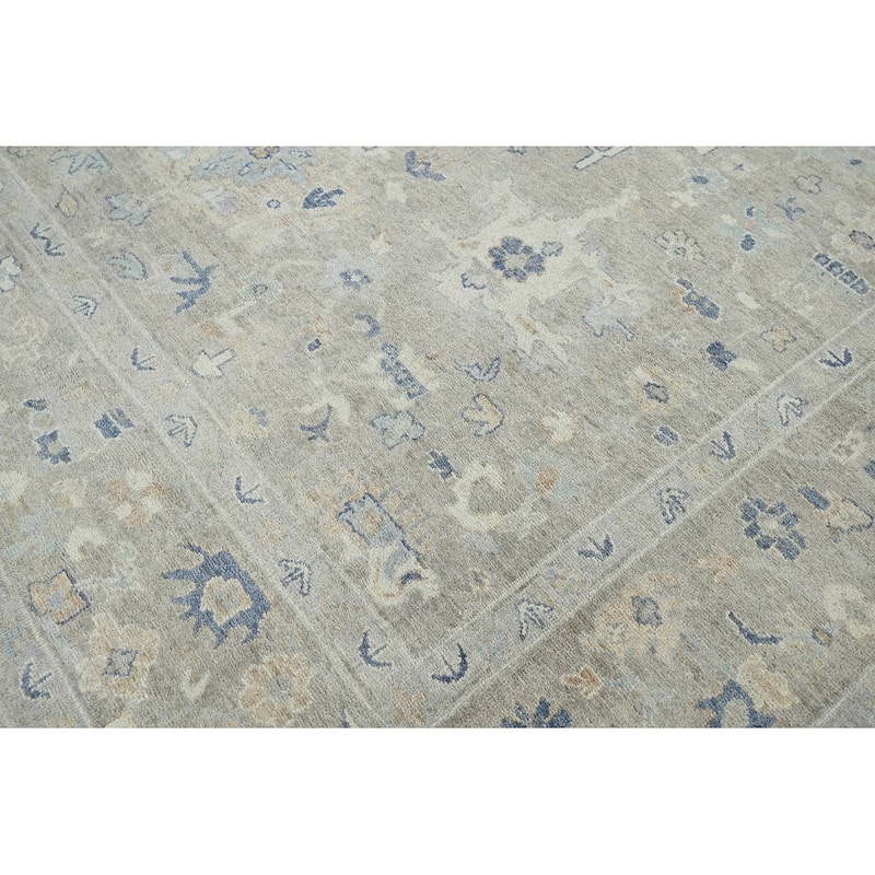 Hand Knotted Afghan Oushak Wool Traditional Oriental Area Rug Gray
