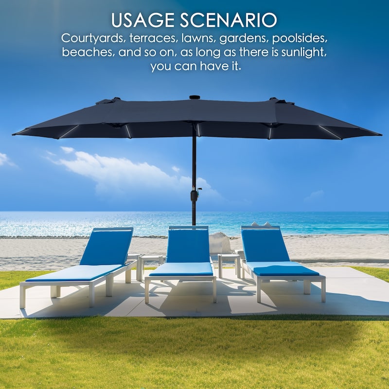 Kozyard Butterfly 15' Outdoor Patio Double-Sided Aluminum Umbrella