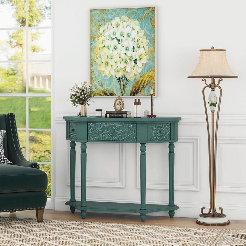 Elegant Carved 1-Drawer Console Table