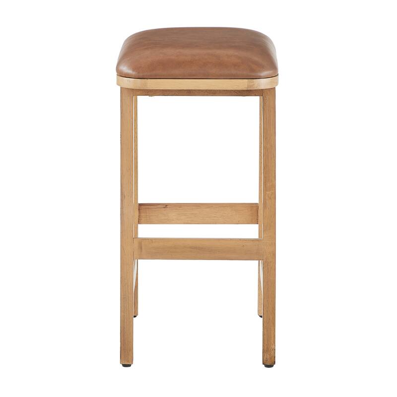 Bower Home Upholstered Wood Saddle Stools - Set of 2