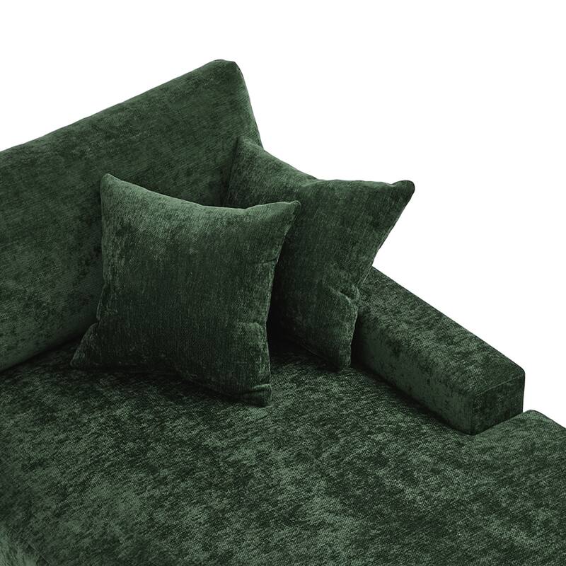 40.8"W Modern Chenille Upholstered Chaise Lounge with Pillow