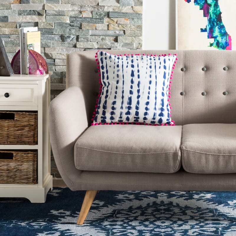 SAFAVIEH Conchita Boho Decorative Accent Throw Pillow - Pink/Cream/Navy - 20Wx20L