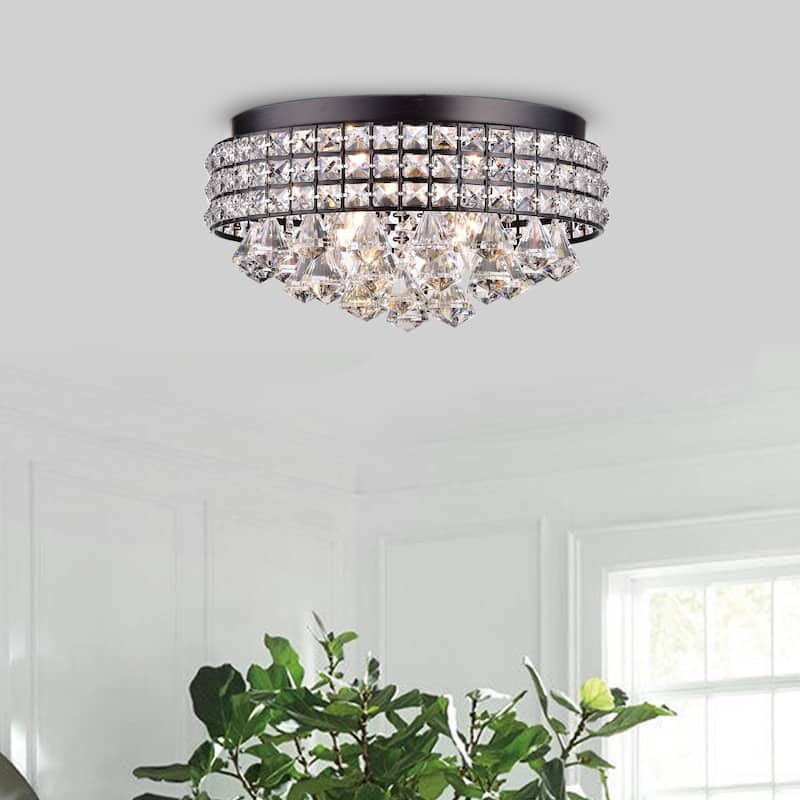 Larion 4 - Light Chandelier Style Drum Flush Mount - Brownish Black