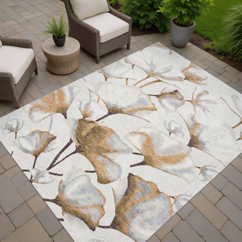 Machine Washable Indoor/ Outdoor Floral Love Chantille Rug