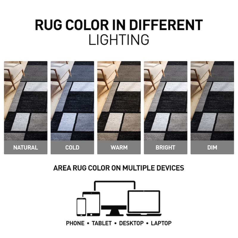 World Rug Gallery Contemporary Modern Boxed Color Block Area Rug