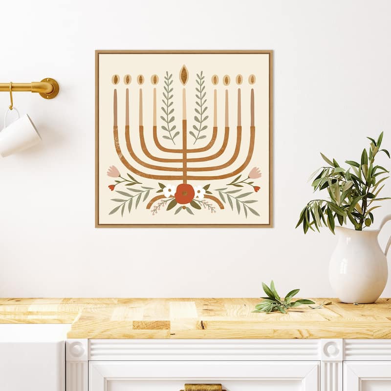Natural Hanukkah I by Victoria Barnes Canvas Art Framed - Sylvie Maple