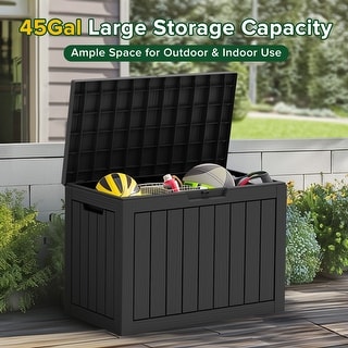 45/80 Gallon Resin Lockable Patio Outdoor Storage Deck Box - Bed Bath ...