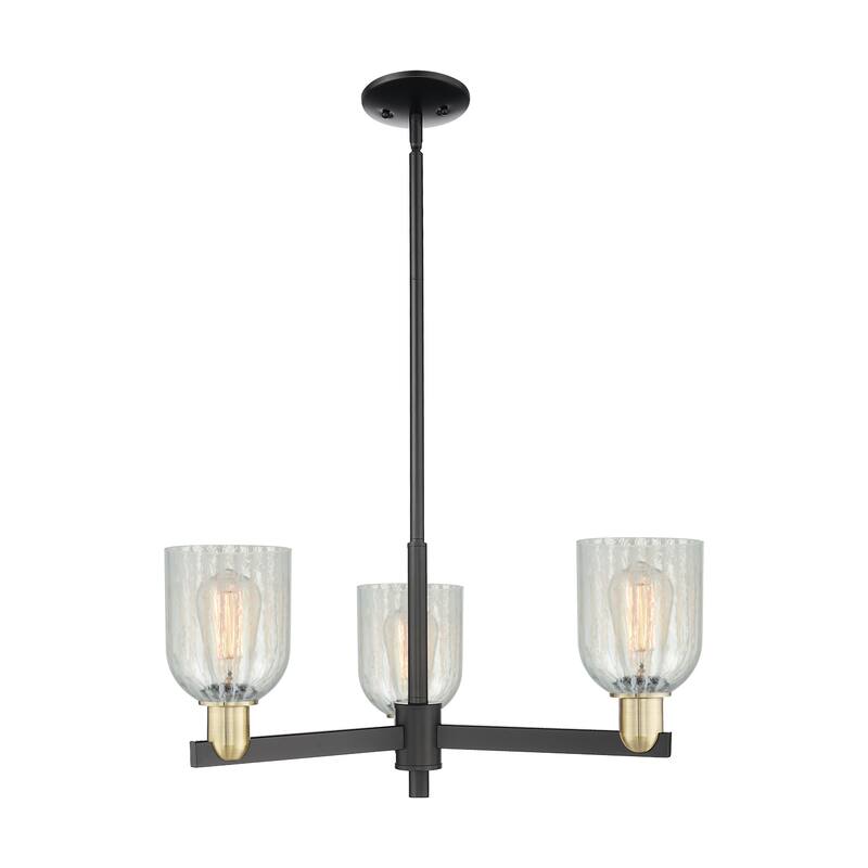 Innovations Lighting Endless Possibilities Arcadia - Caledonia - 3 Light 27" Stem Hung Chandelier with Mouchette Shade - Mouchette/Black Antique Brass
