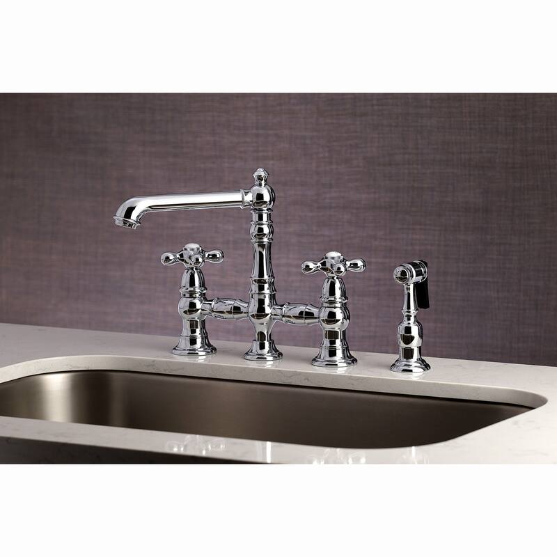 Kingston Brass English Country Bridge Kitchen Faucet with Sprayer