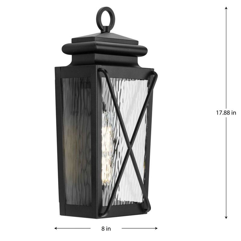 Wakeford One-Light Textured Black Transitional Outdoor Small Wall Lantern - 8 in x 5.75 in x 17.88 in
