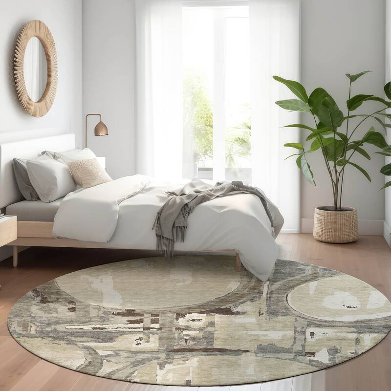 Machine Washable Indoor/ Outdoor Chantille Contemporary Abstract Rug