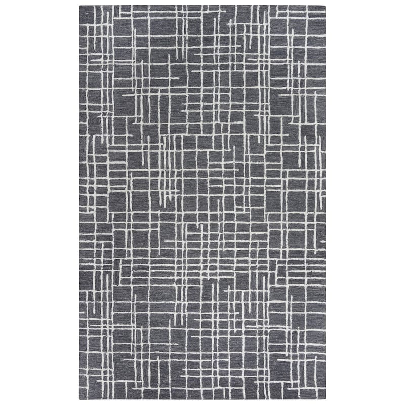 Alora Decor Classic Grey and Ivory Geometric Hand-tufted Wool Rug - 8'9" x 11'9" - Charcoal