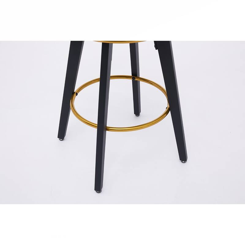 2PCS Swivel Velvet Metal Frame Bar Stools