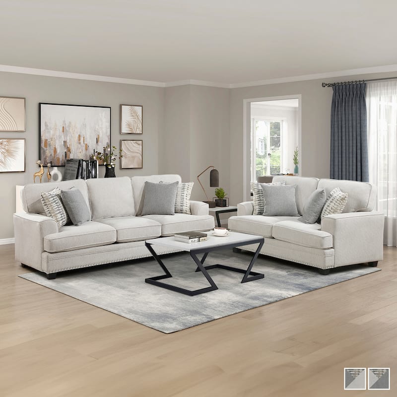 Pombal 2-Piece Chenille Living Room Sofa Set