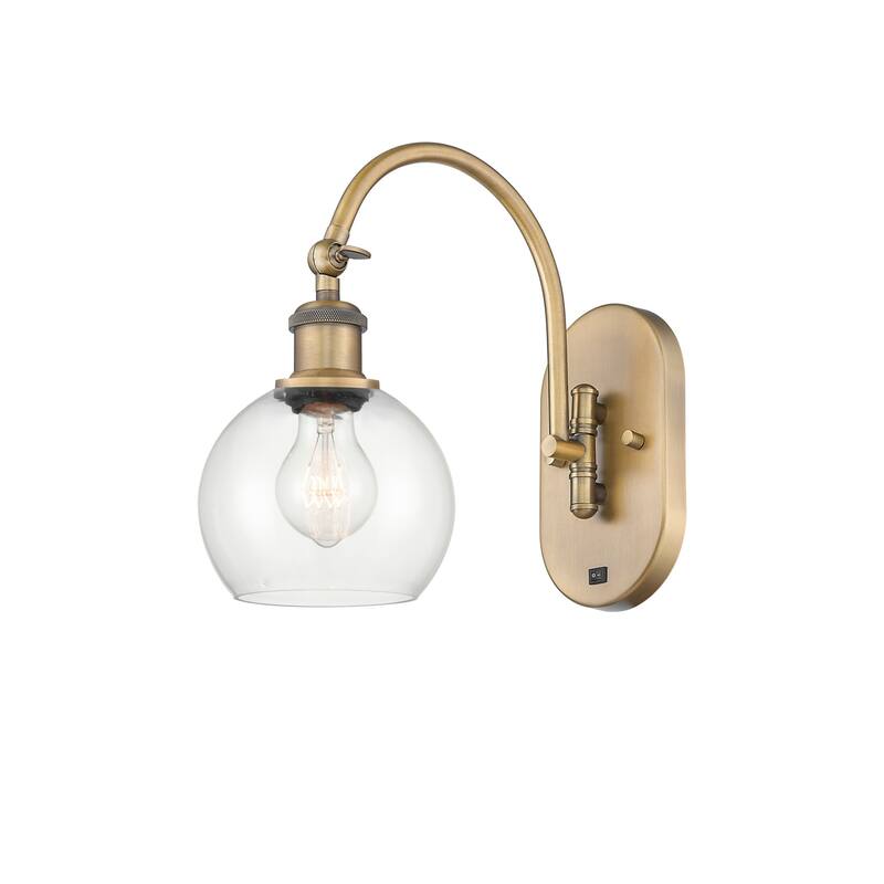 Innovations Lighting 518-1W-12-6 Athens Sconce Athens 12" Tall Wall - Brushed Brass / Clear