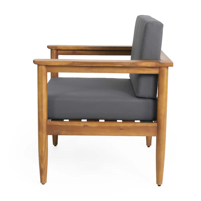 Magnolia Acacia Wood Outdoor Club Chair with Cushions by Christopher Knight Home