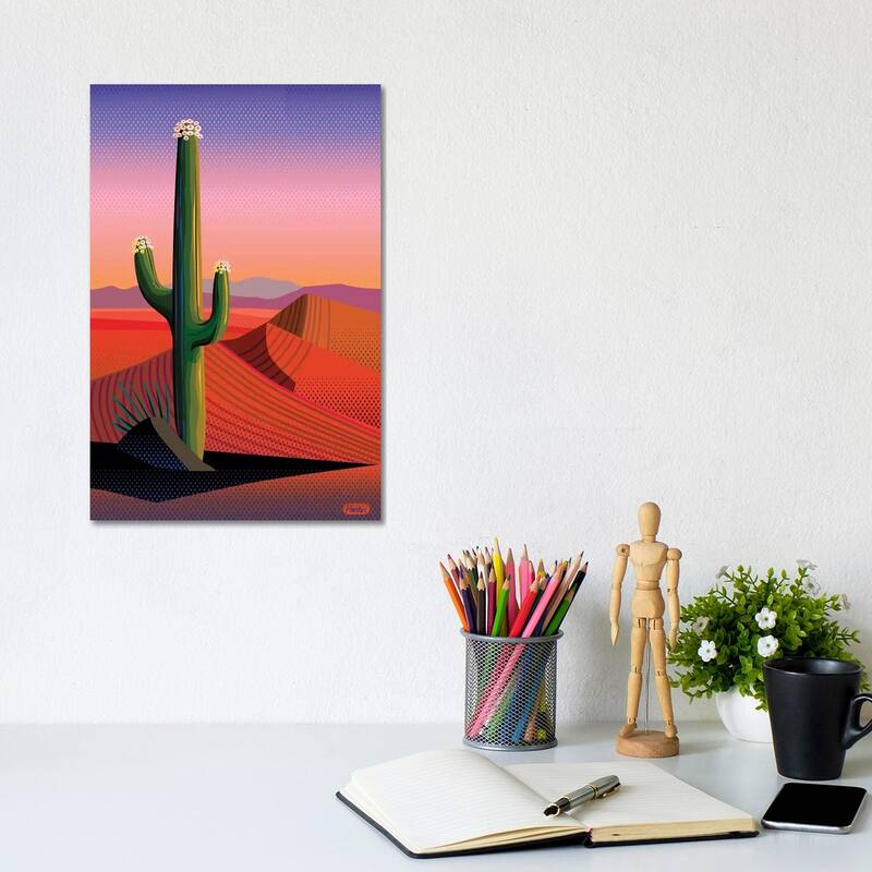iCanvas "Saguaro Blossom Sunset" by Charles Harker Canvas Print - 12x8x0.75