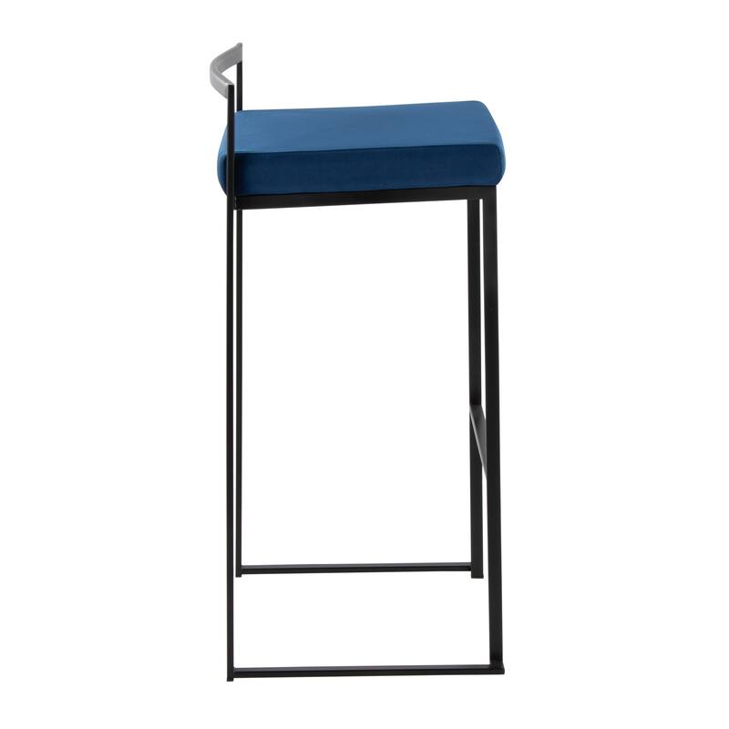Porch & Den Forrest 30" Black Stackable Fully Welded Bar Stool (Set of 2)