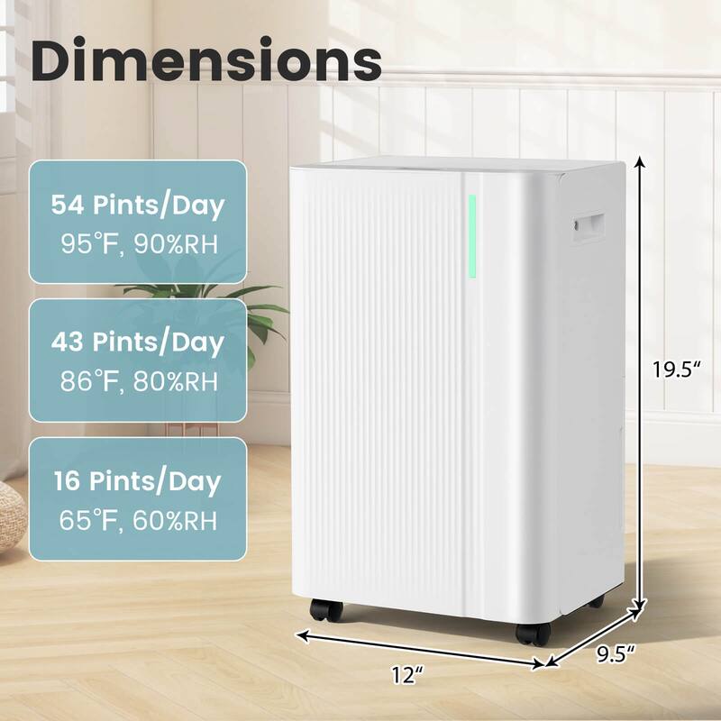 Costway 54 pints Dehumidifier With Drain Hose 3 Modes LED Display - See Details