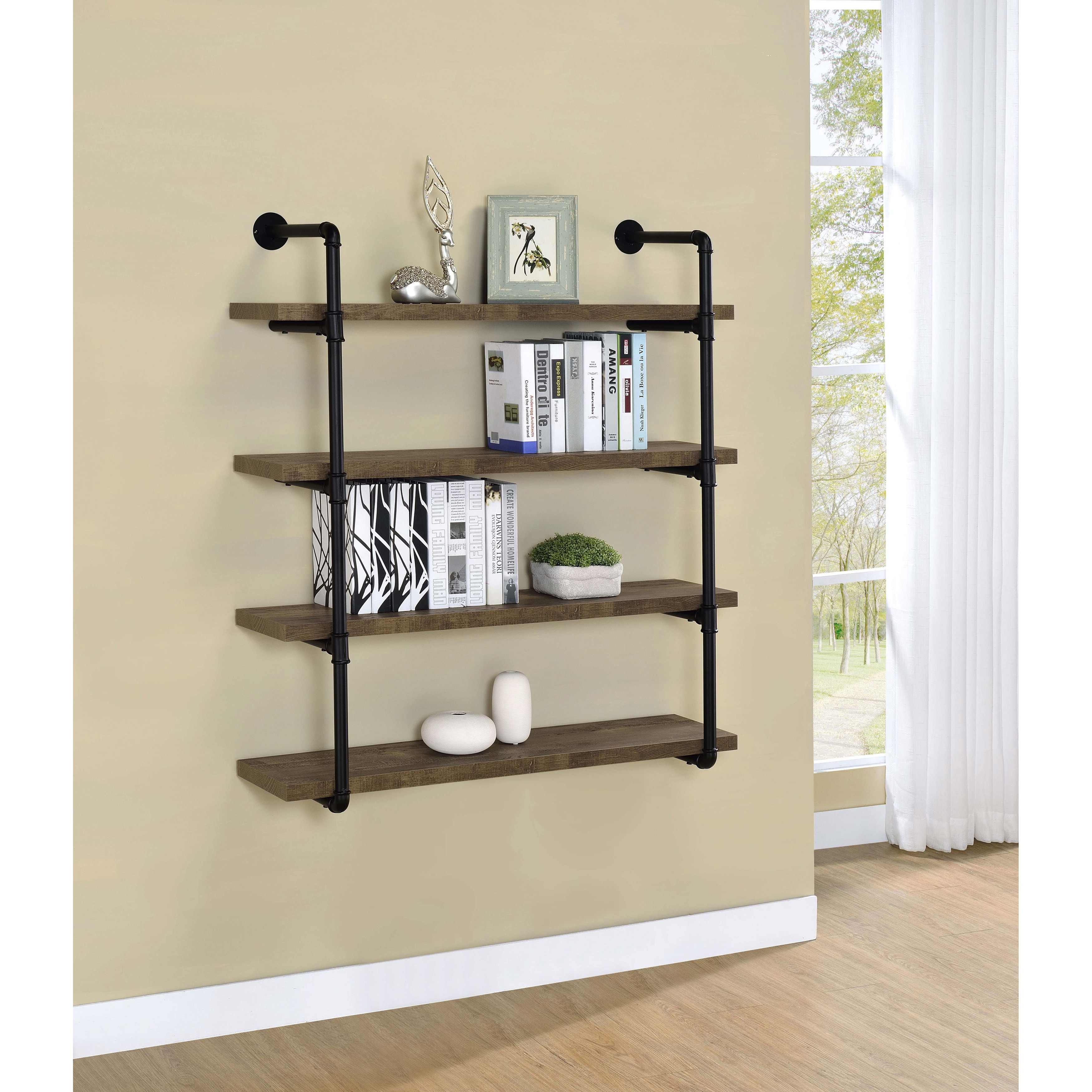 Elmcrest 39-inch 4-shelf Wall Bookshelf Rustic Oak