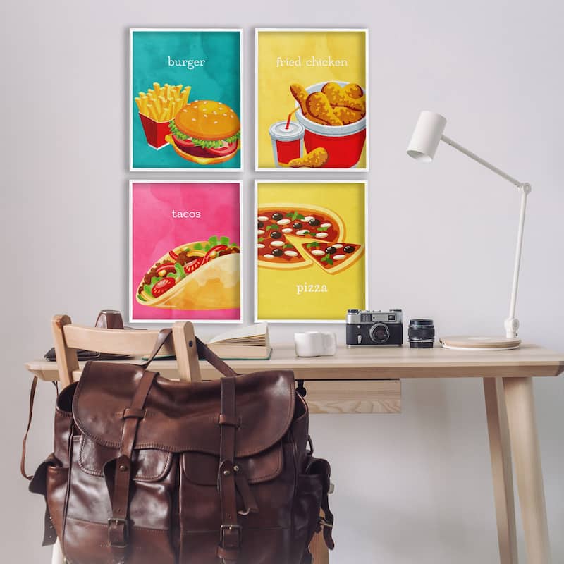 Stupell Delicious Fast Food Meals Framed Giclee Art Design By Kim Allen (Set of 4)