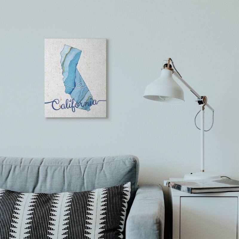 Stupell California Agate Blue US State Design Canvas Wall Art, Proudly Made in USA