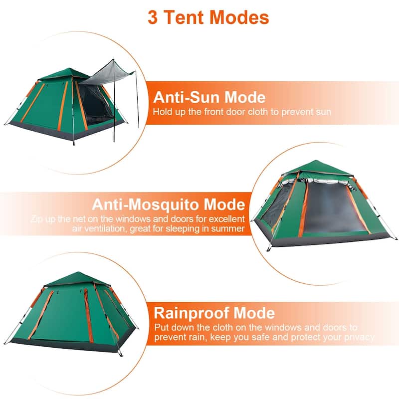 4-5 Person Pop-Up Camping Tent Instant Setup Waterproof Windproof - 84.65x84.65x53.54in