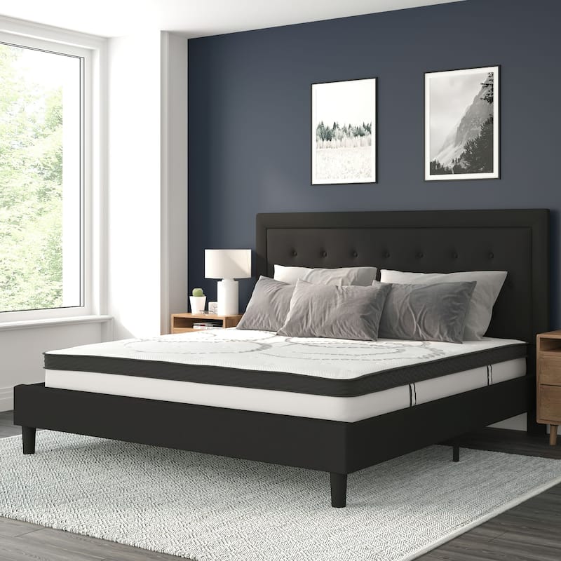 Tufted Platform Bed with 10in. Pocket Spring Mattress