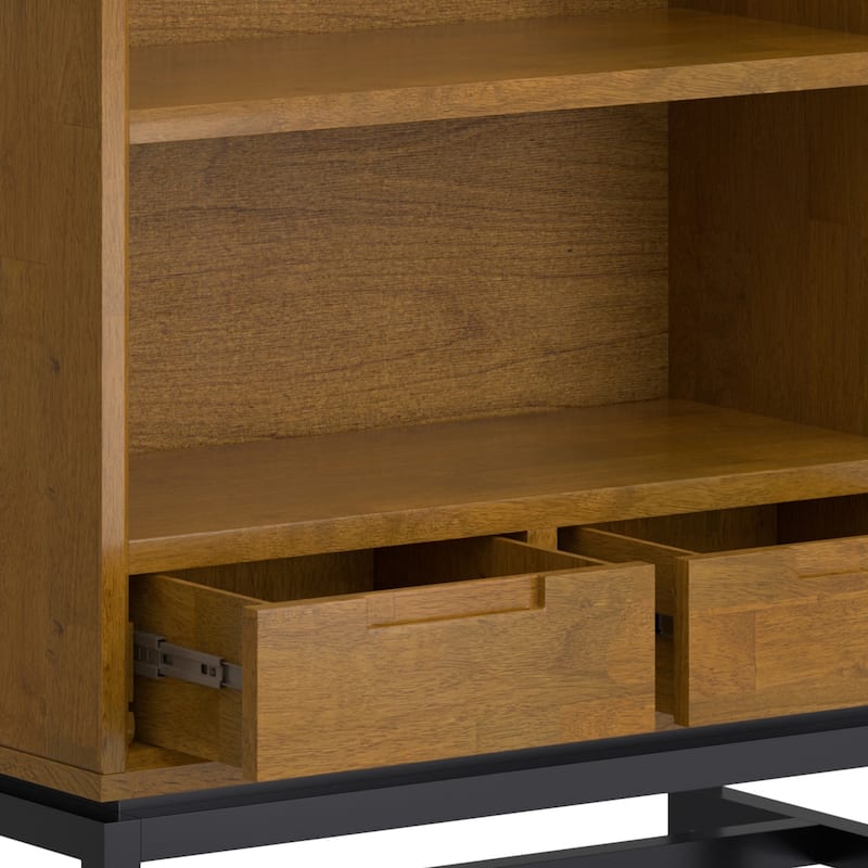 WYNDENHALL Devlin SOLID HARDWOOD and Metal 66x30 inch Rectangle Industrial Bookcase - 30"w x 14"d x 66" h
