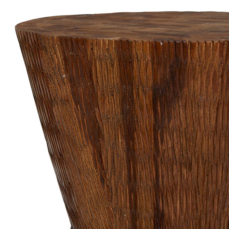Timeless Brown Teak Wood Intricately Carved Accent Table