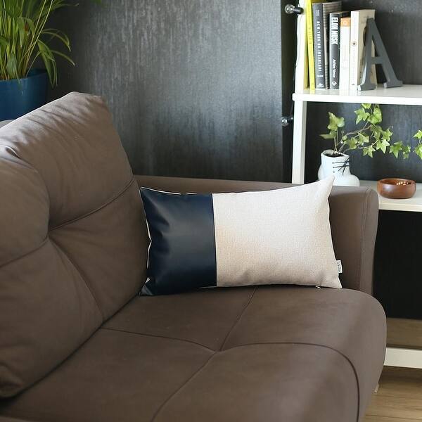 Two Toned White and Navy Leather Lumbar Pillow Bed Bath & Beyond