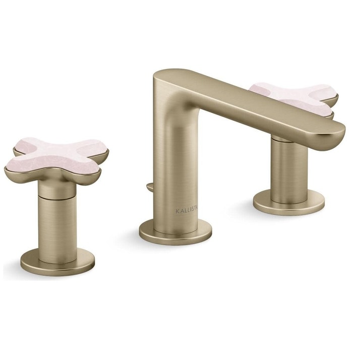 Kallista P32704-RST 002 Widespread Bathroom Faucet with Rose Quartz