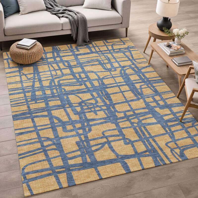Machine Washable Indoor/ Outdoor Modern Centurion Chantille Rug