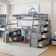 preview thumbnail 2 of 44, Full Size Loft Bed Kids Bed with Drawers ,Shelves and Desk