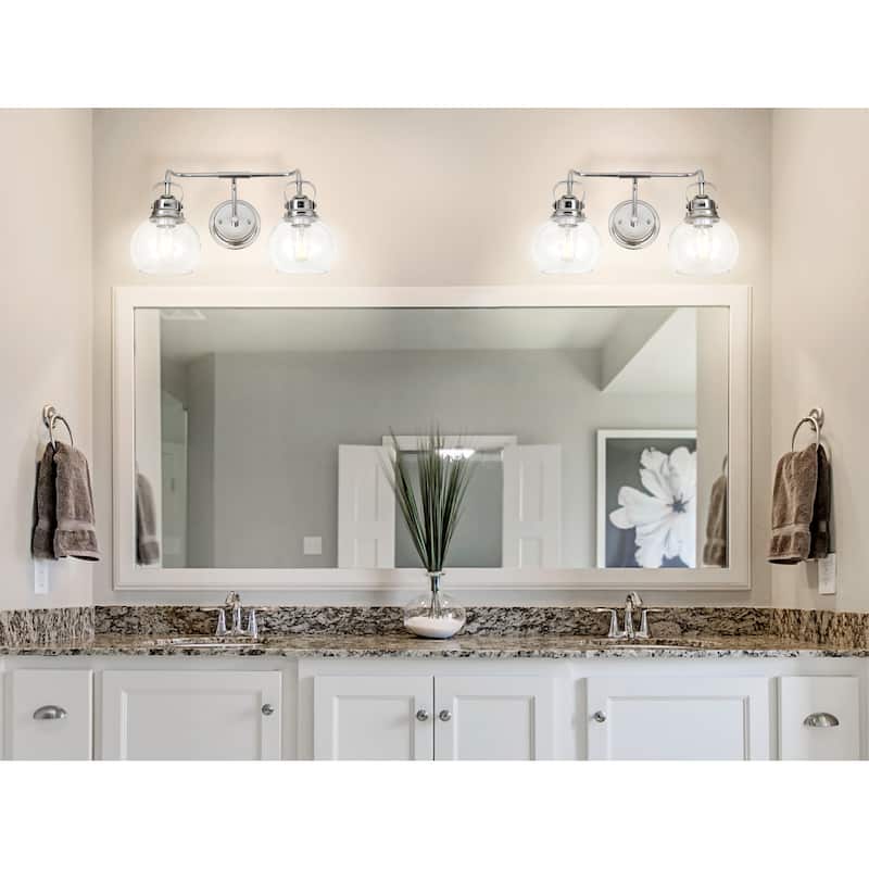 Bolha Metal/ Bubbled Glass Vanity Light, Chrome by JONATHAN Y