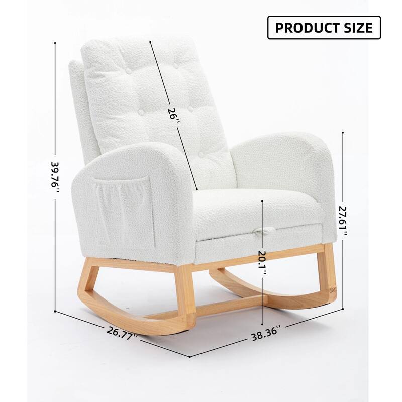 WHITE Accent Rocking Chair with Footrest and High Back