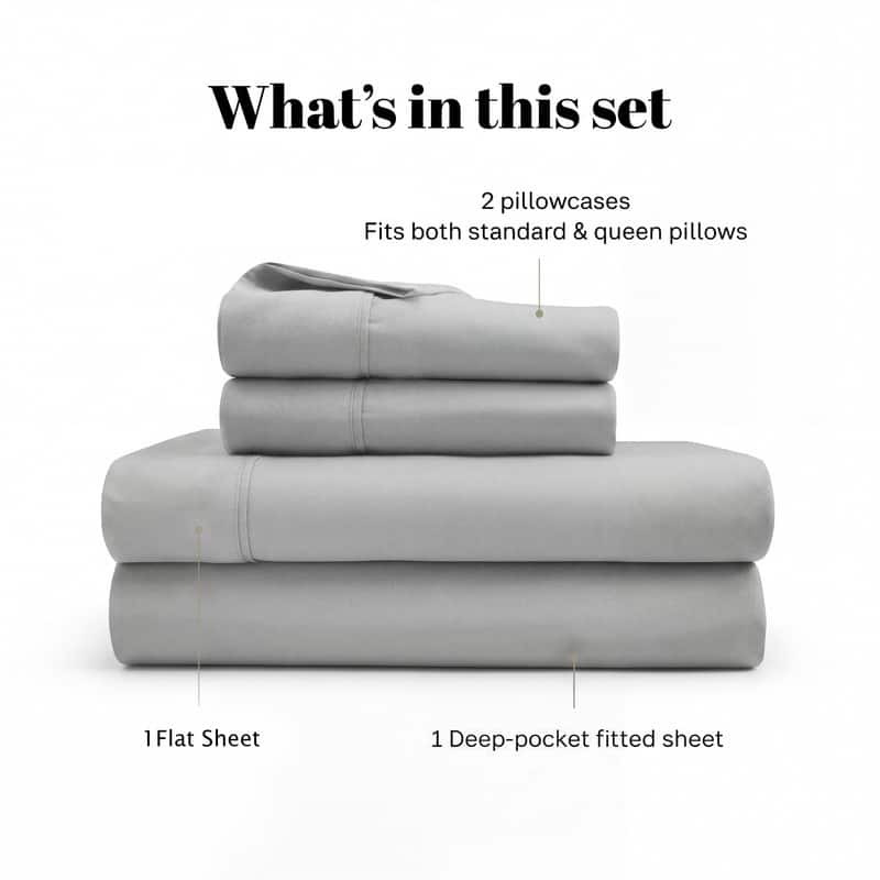 Superior Egyptian Cotton 530 TC Sheet Set Sateen Weave, Deep Pocket, Ultra‑Soft & Breathable Bedding