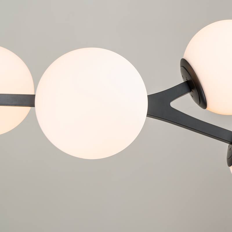 8 - Lights Modern Sputnik Linear Bubble Chandelier With Globe White Glass Shades