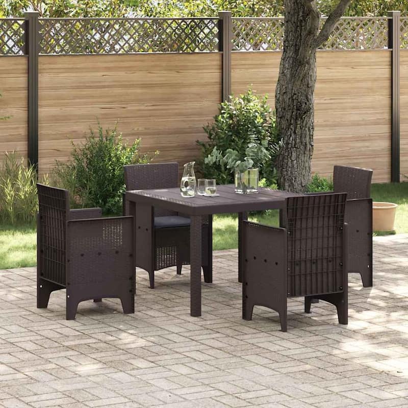 vidaXL Garden Dining Set 3/5 pcs Anthracite/Brown Polt rattan - 100 x 100 x 73 cm - Brown/ Anthracite/ 4 seater