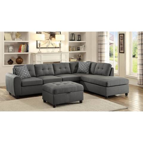 Balta Grey 2-piece Loose Back Sectional with Ottoman