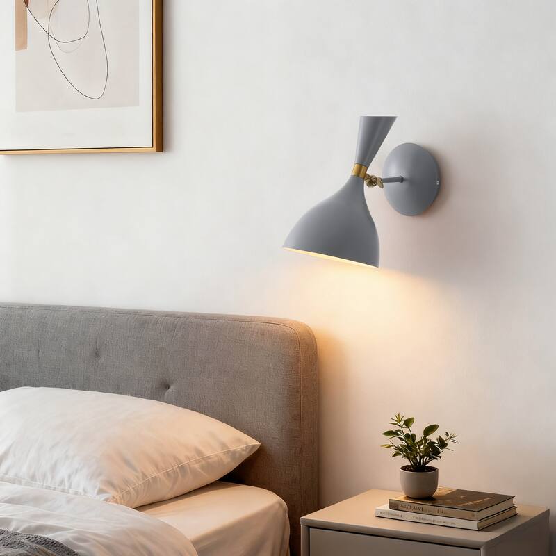 Josef 10" Iron Retro LED Wall Sconce, Black by JONATHAN Y - One - Gray/Brass Gold